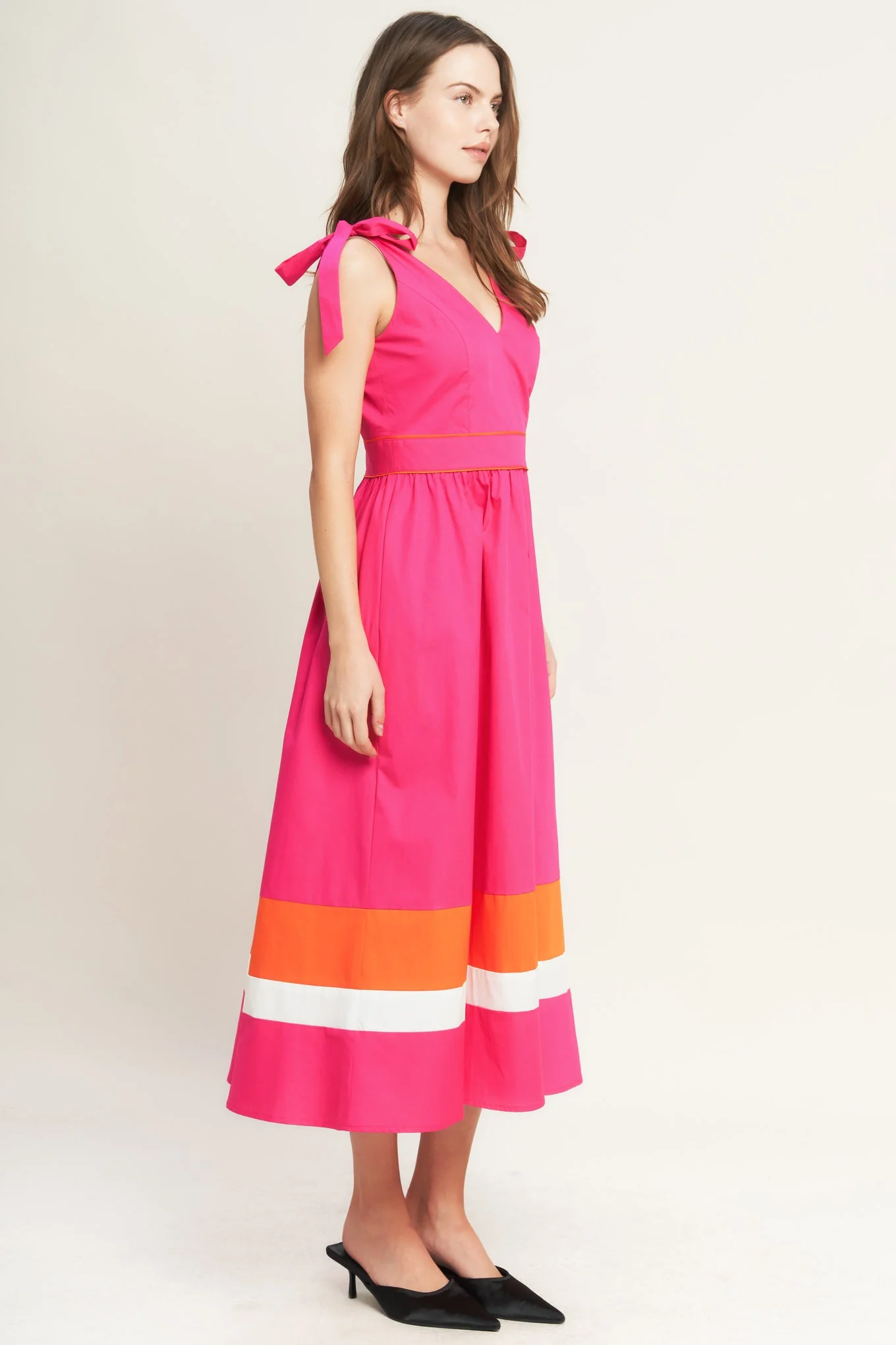 FOREST CHARM FUCHSIA & ORANGE MIDI DRESS - Image 8
