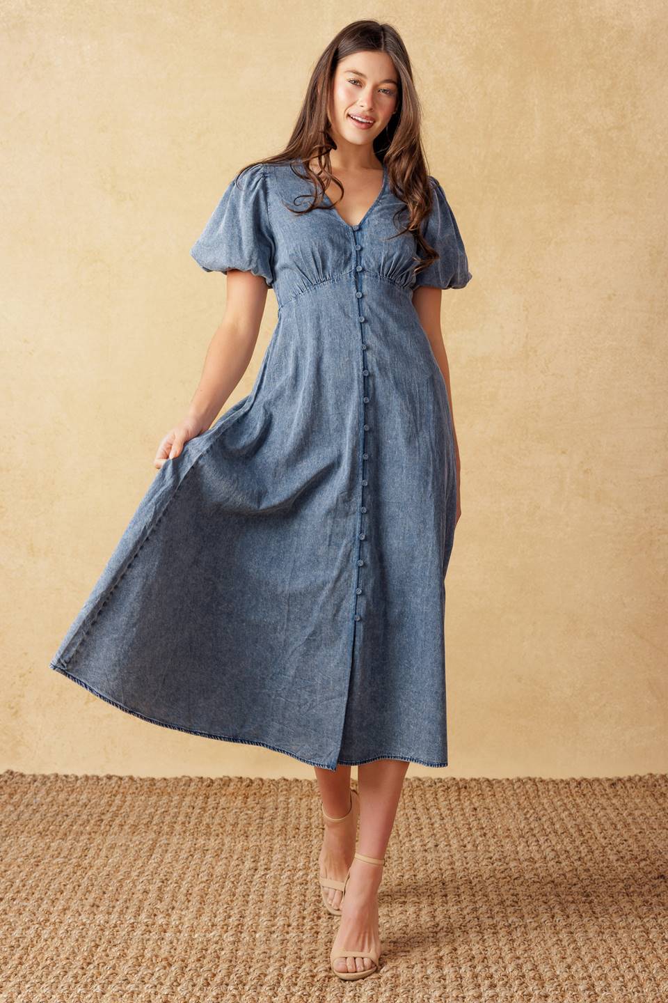 FOREVER MINE LIGHT WEIGHT DENIM MIDI DRESS - Image 2