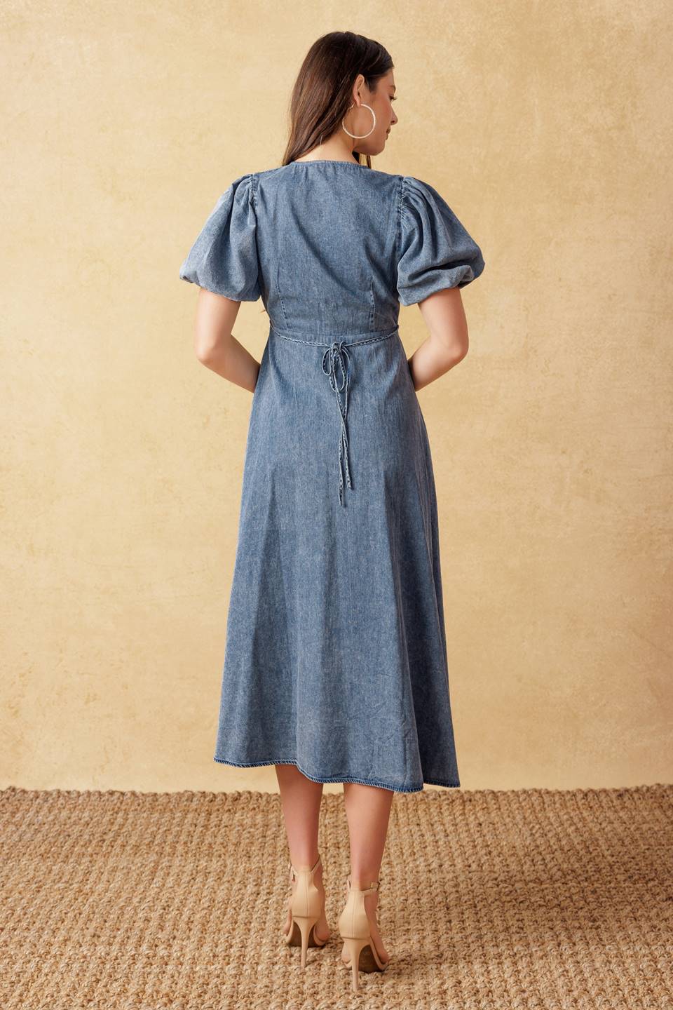 FOREVER MINE LIGHT WEIGHT DENIM MIDI DRESS - Image 3