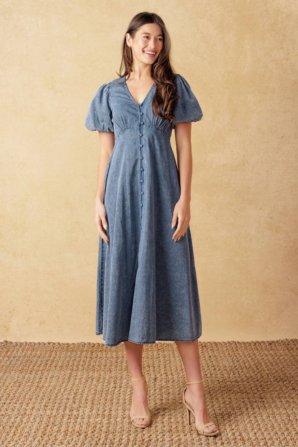 FOREVER MINE LIGHT WEIGHT DENIM MIDI DRESS - Image 5