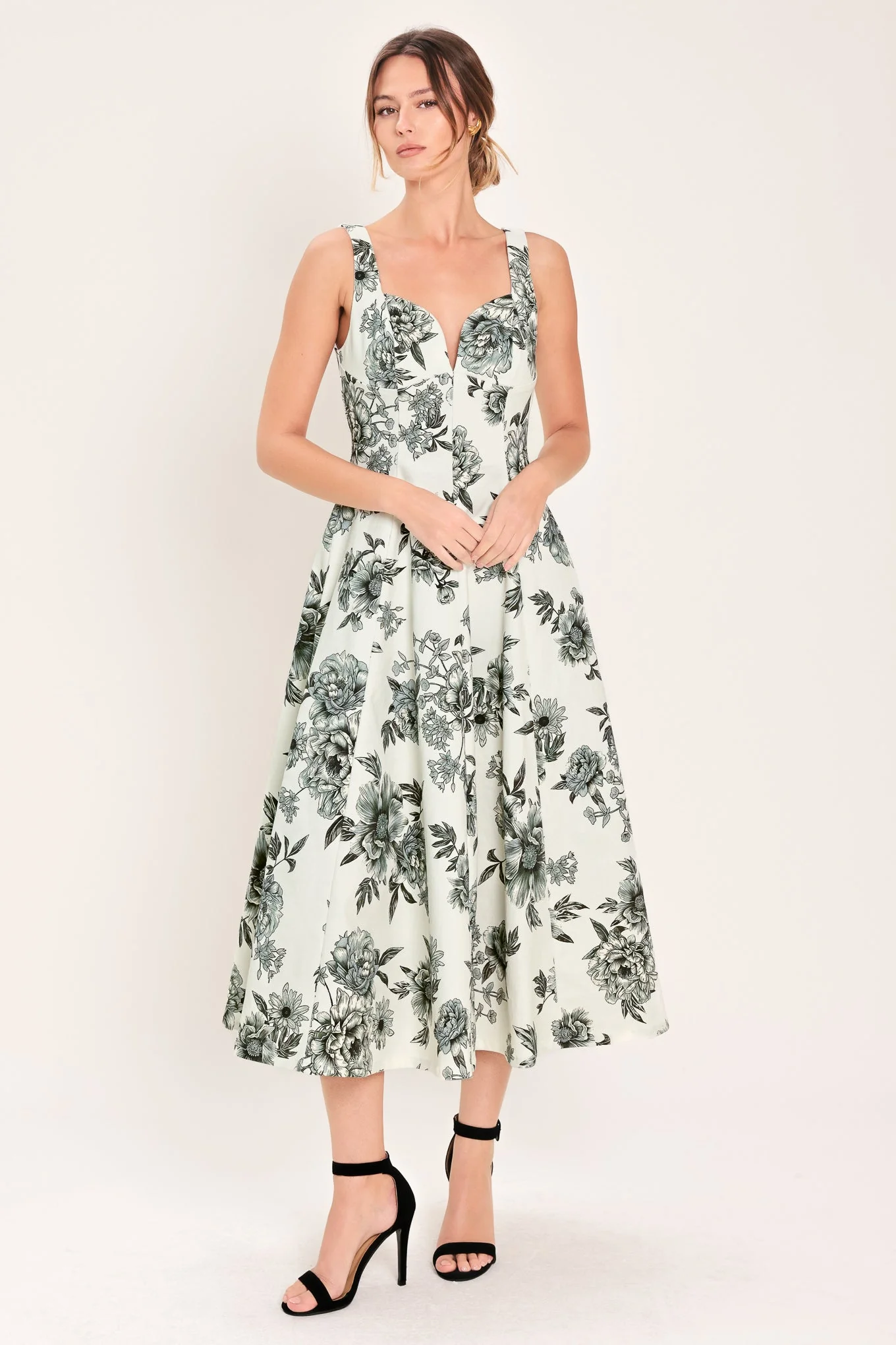 FOREVER YOUNG BLACK FLORAL MIDI DRESS - Image 3