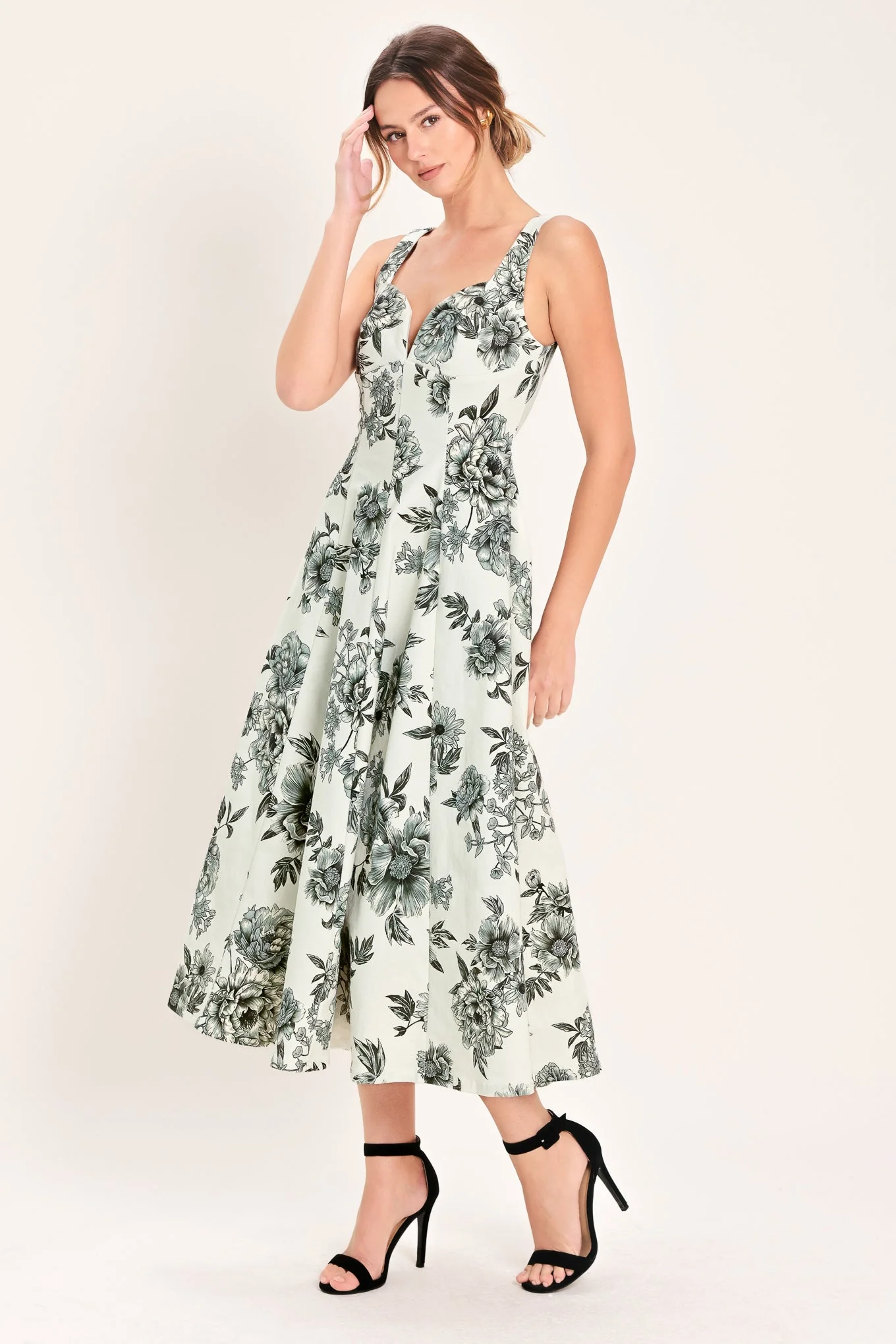 FOREVER YOUNG BLACK FLORAL MIDI DRESS - Image 5