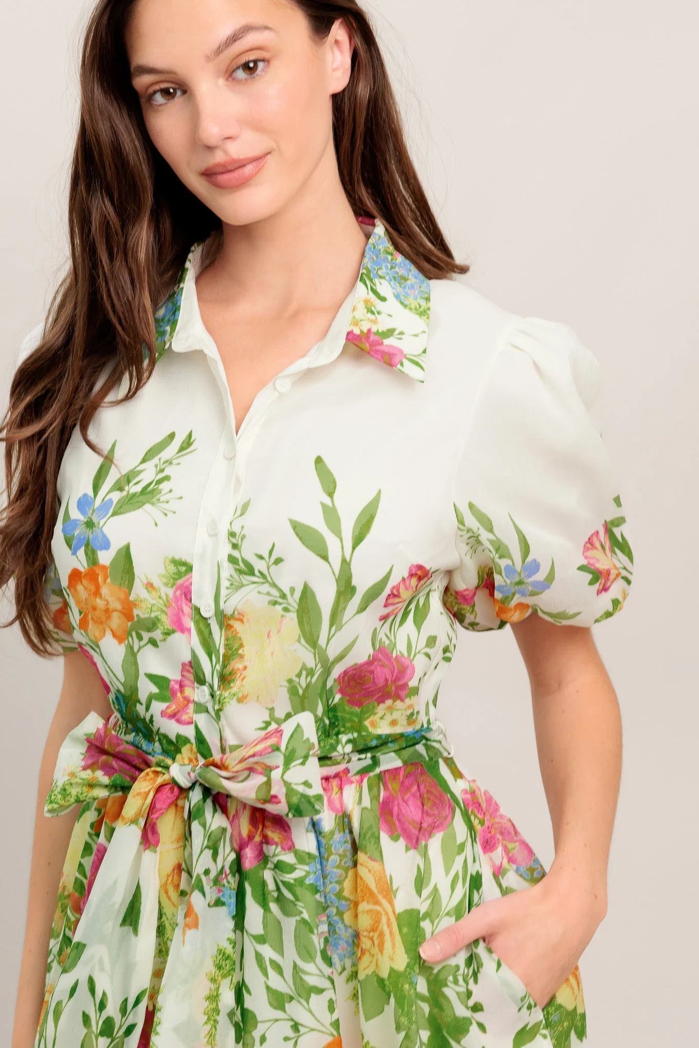FRESH BLOSSOM IVORY FLORAL MIDI DRESS - Image 4