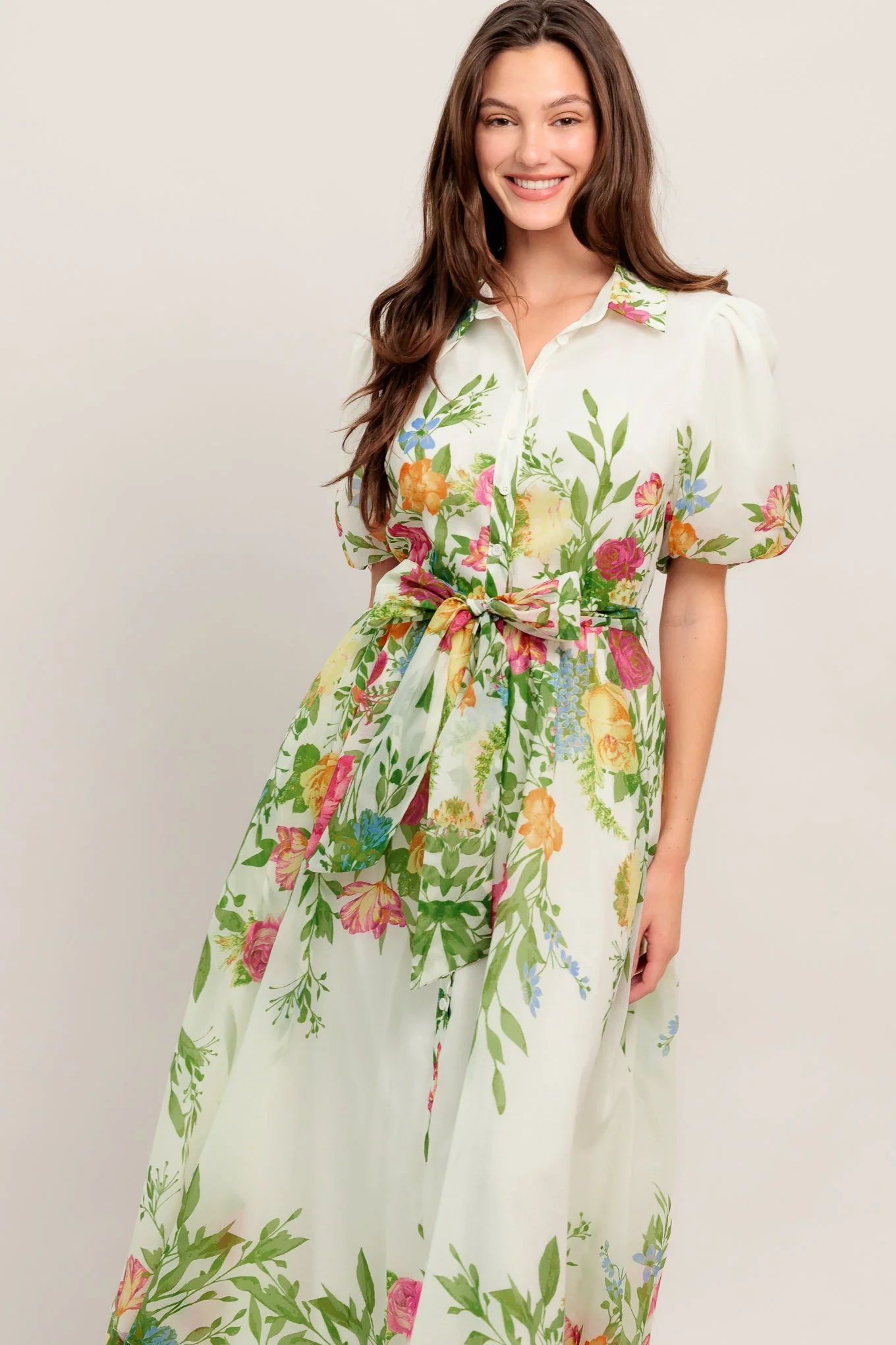 FRESH BLOSSOM IVORY FLORAL MIDI DRESS - Image 5
