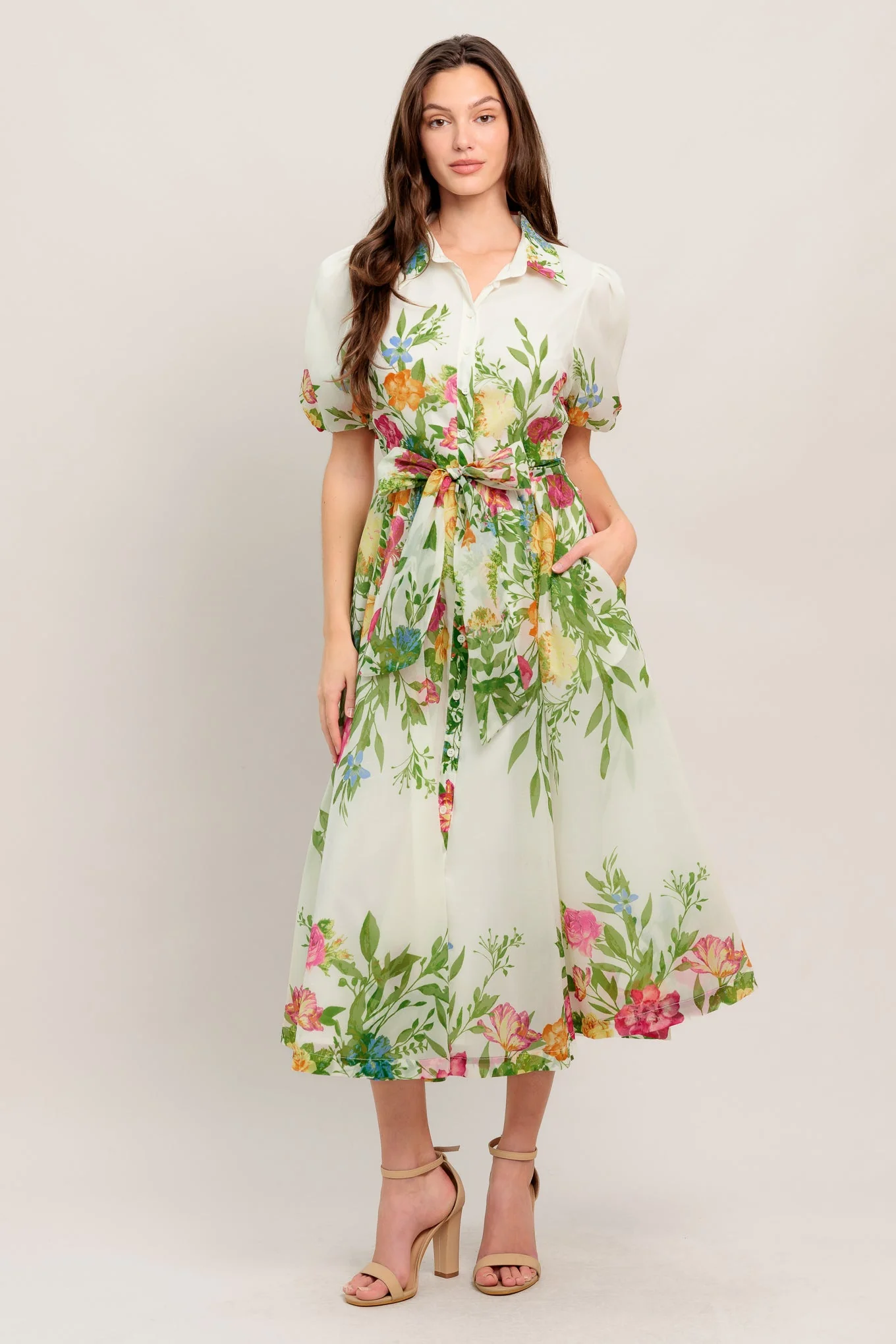 FRESH BLOSSOM IVORY FLORAL MIDI DRESS - Image 6