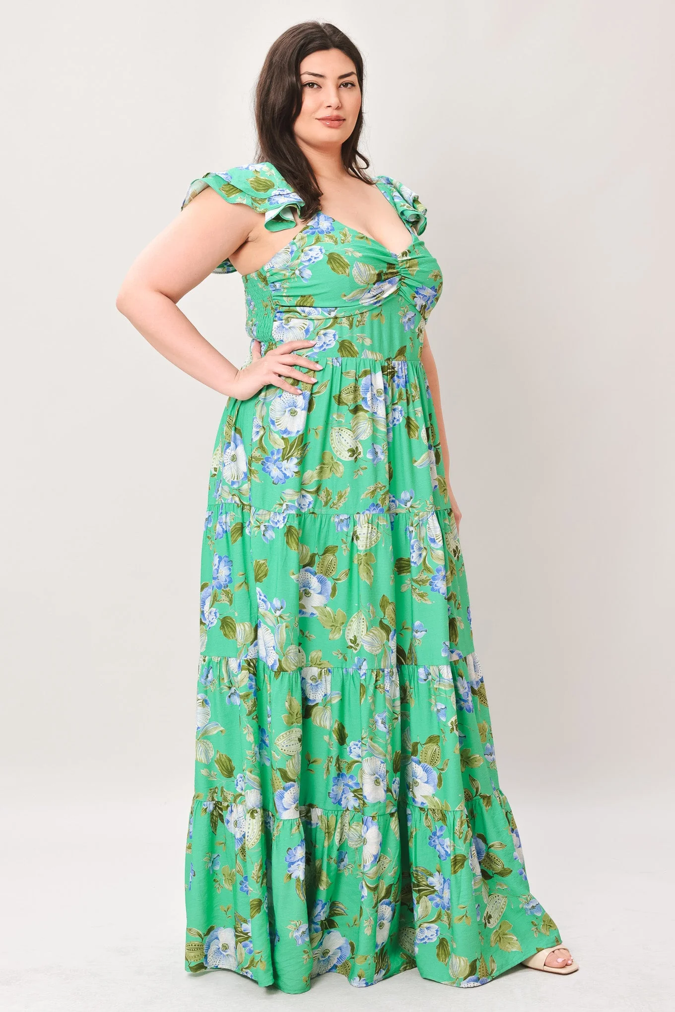 FRESH BLOSSOM GREEN FLORAL MAXI DRESS - Image 12