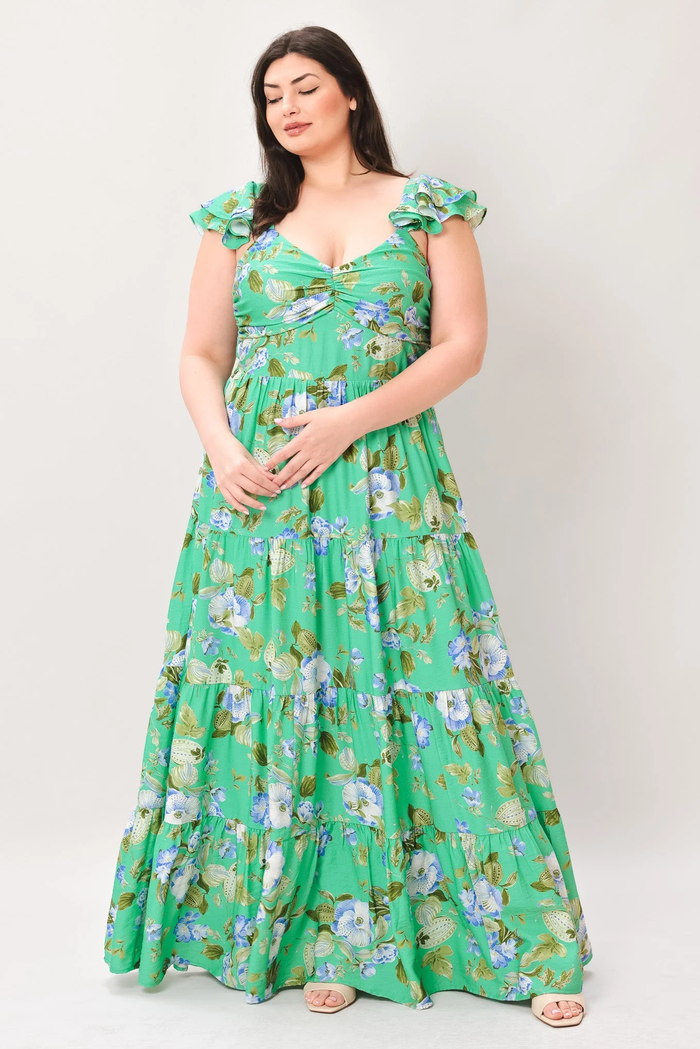 FRESH BLOSSOM GREEN FLORAL MAXI DRESS - Image 13
