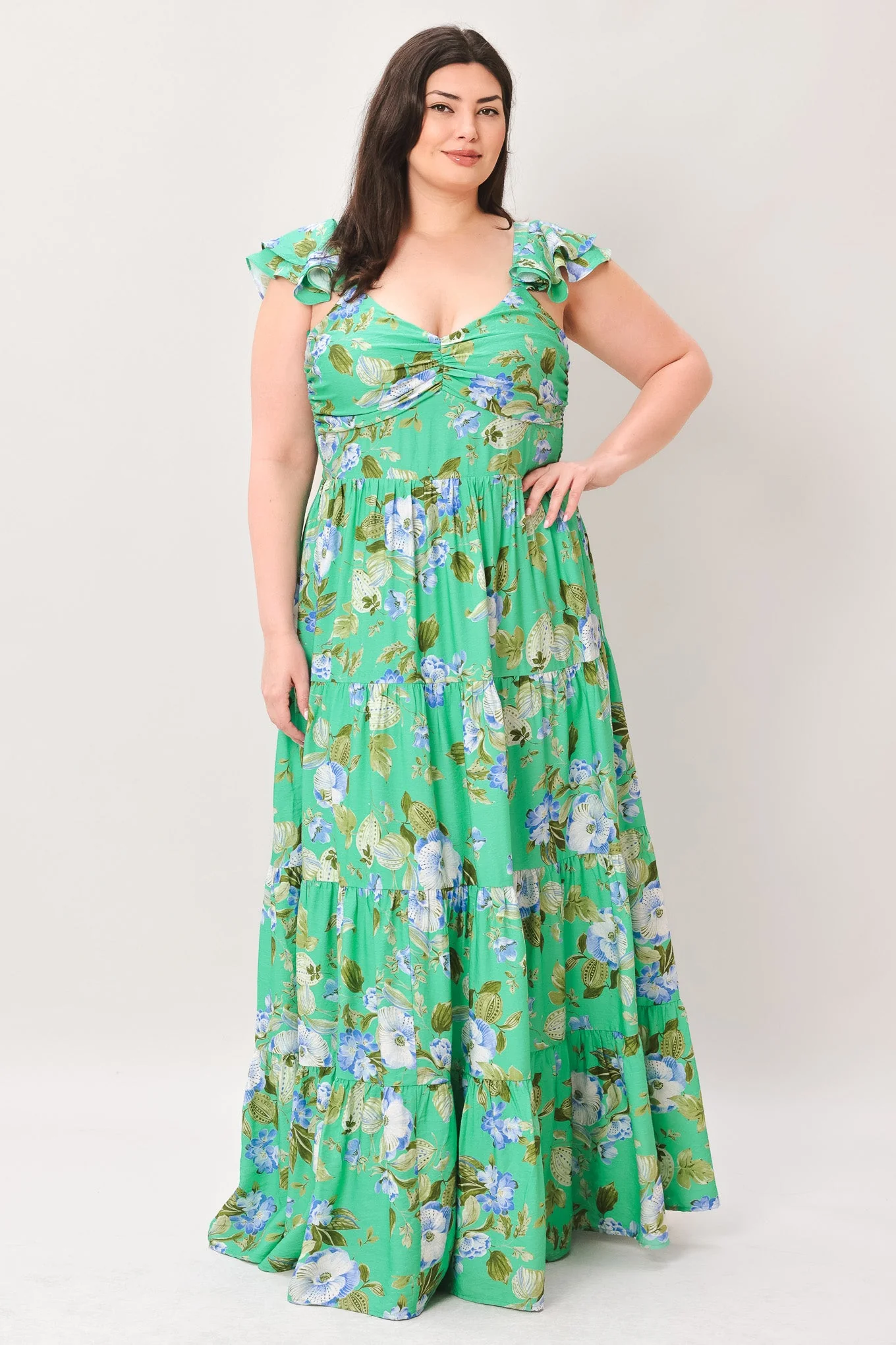 FRESH BLOSSOM GREEN FLORAL MAXI DRESS - Image 14