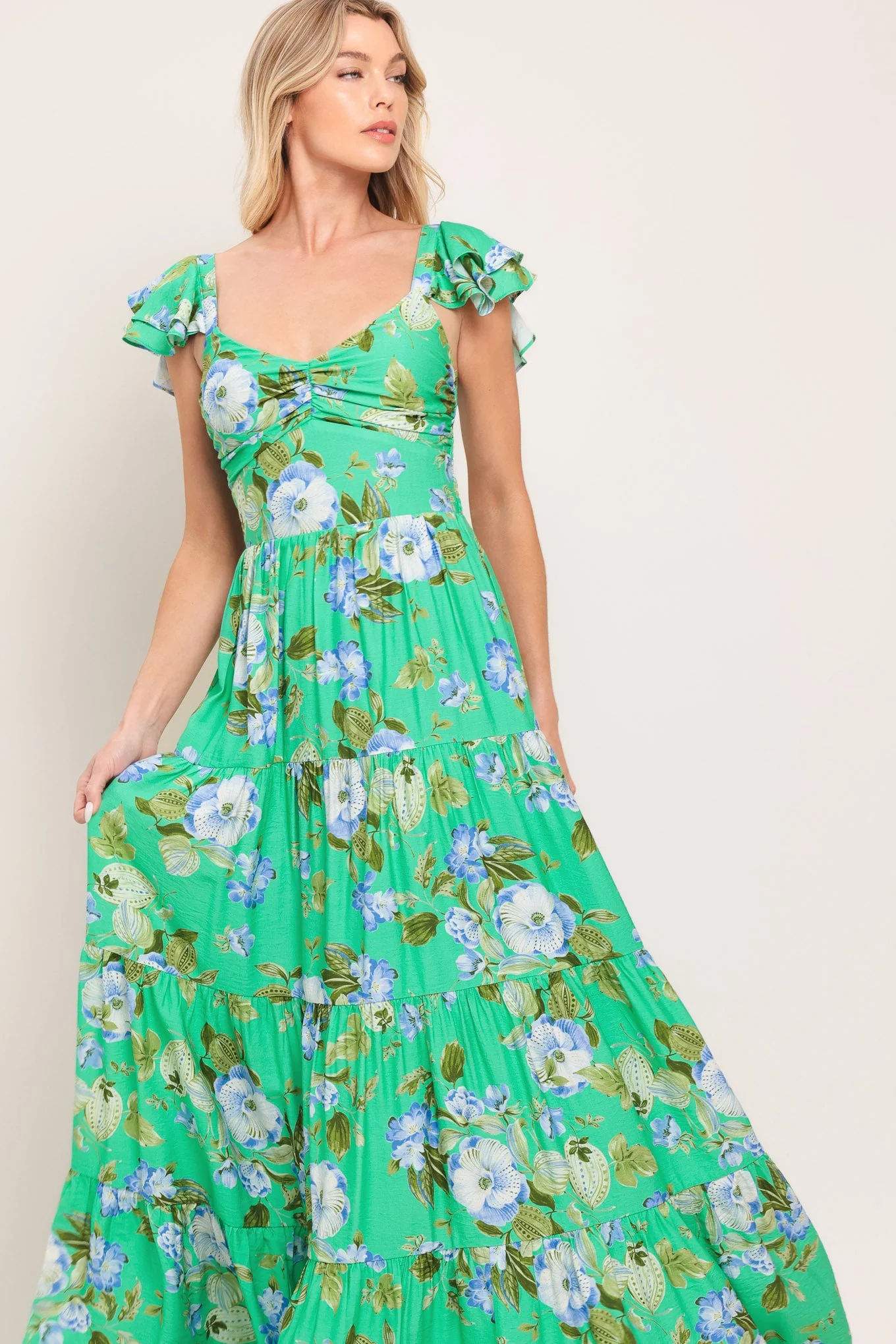 FRESH BLOSSOM GREEN FLORAL MAXI DRESS - Image 6