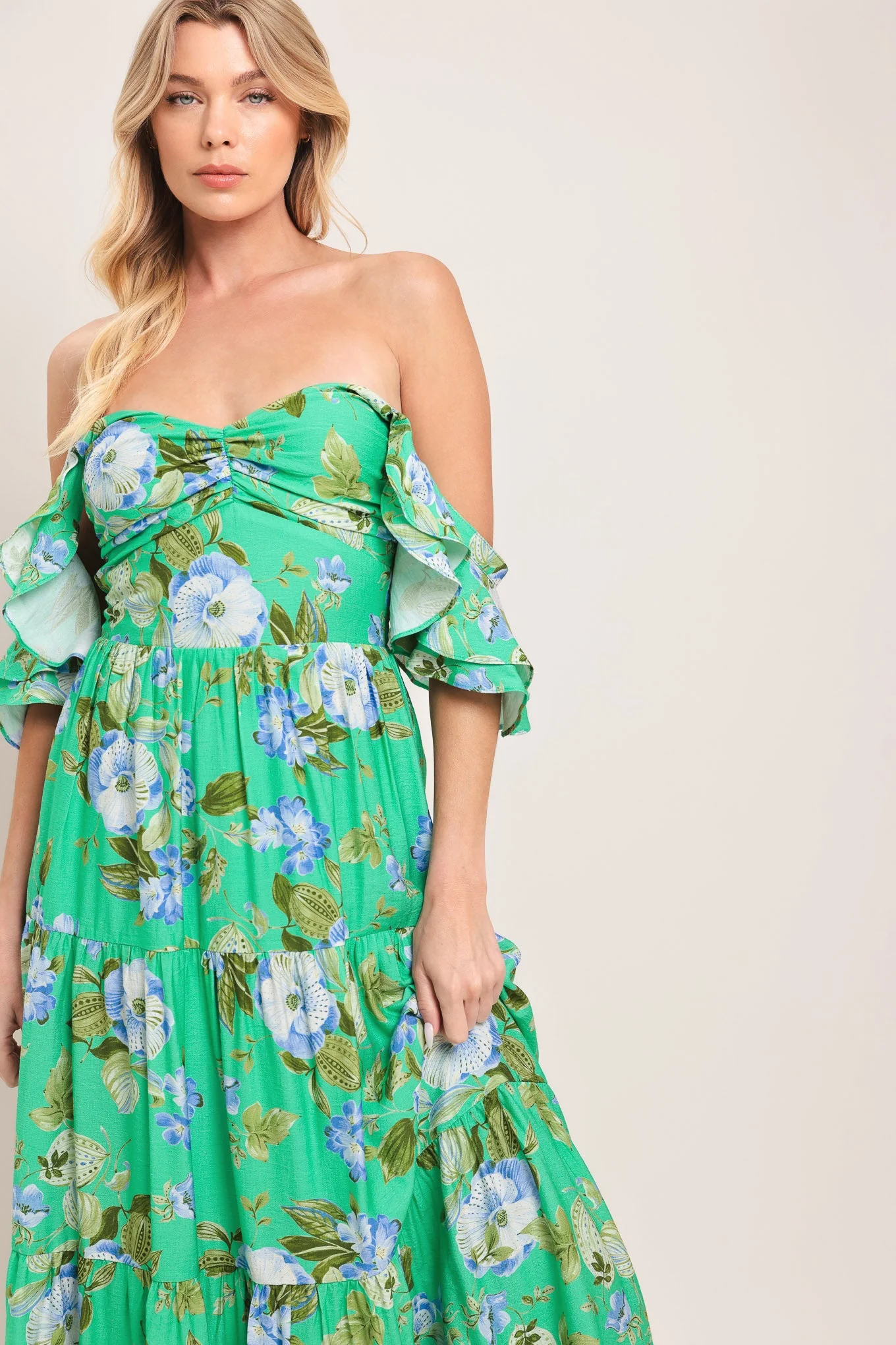 FRESH BLOSSOM GREEN FLORAL MAXI DRESS - Image 7