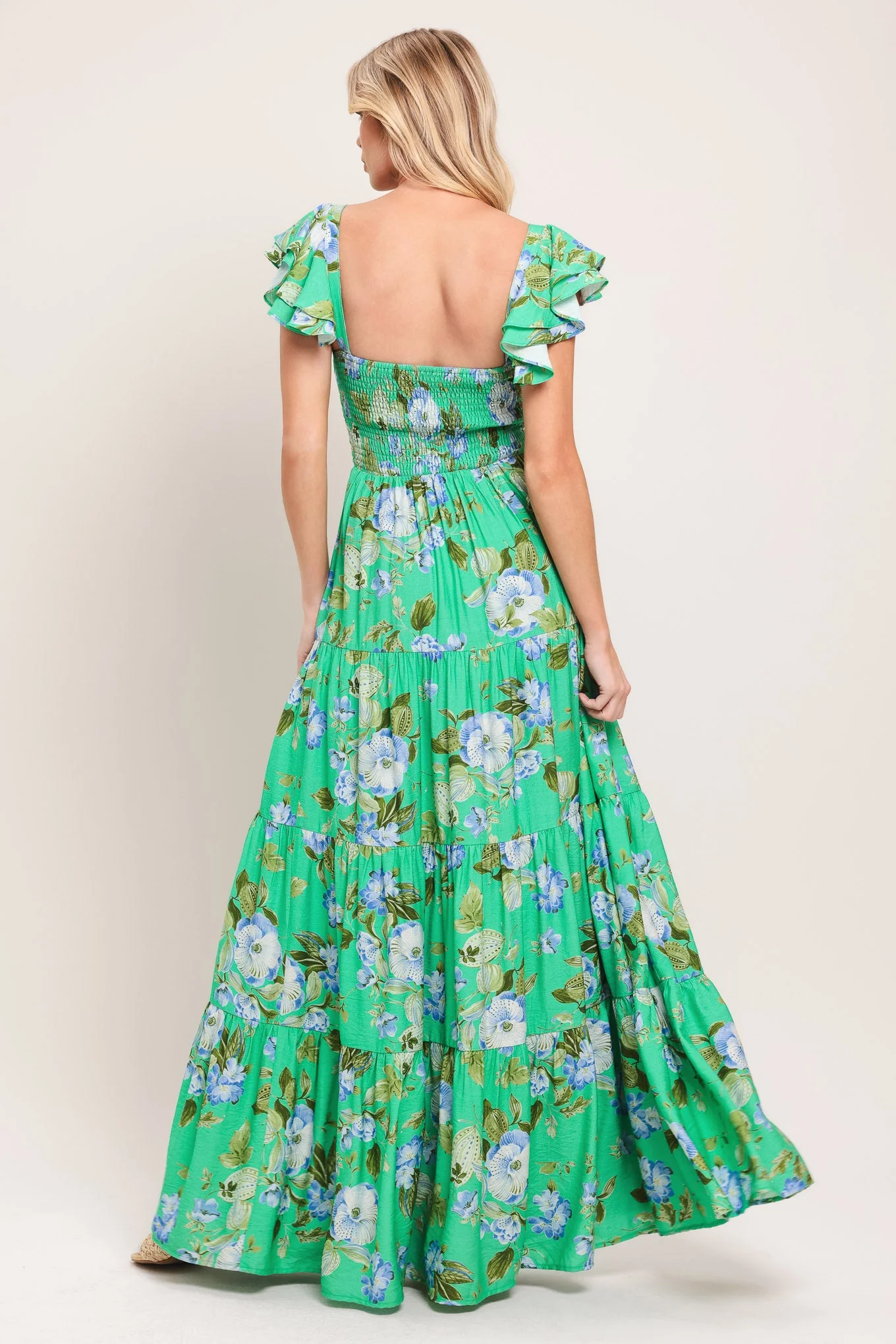 FRESH BLOSSOM GREEN FLORAL MAXI DRESS - Image 8