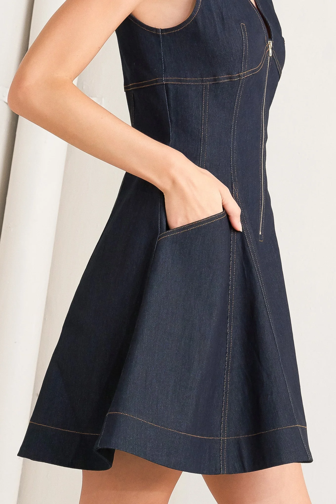 FRESH EDIT DARK DENIM MINI DRESS - Image 5
