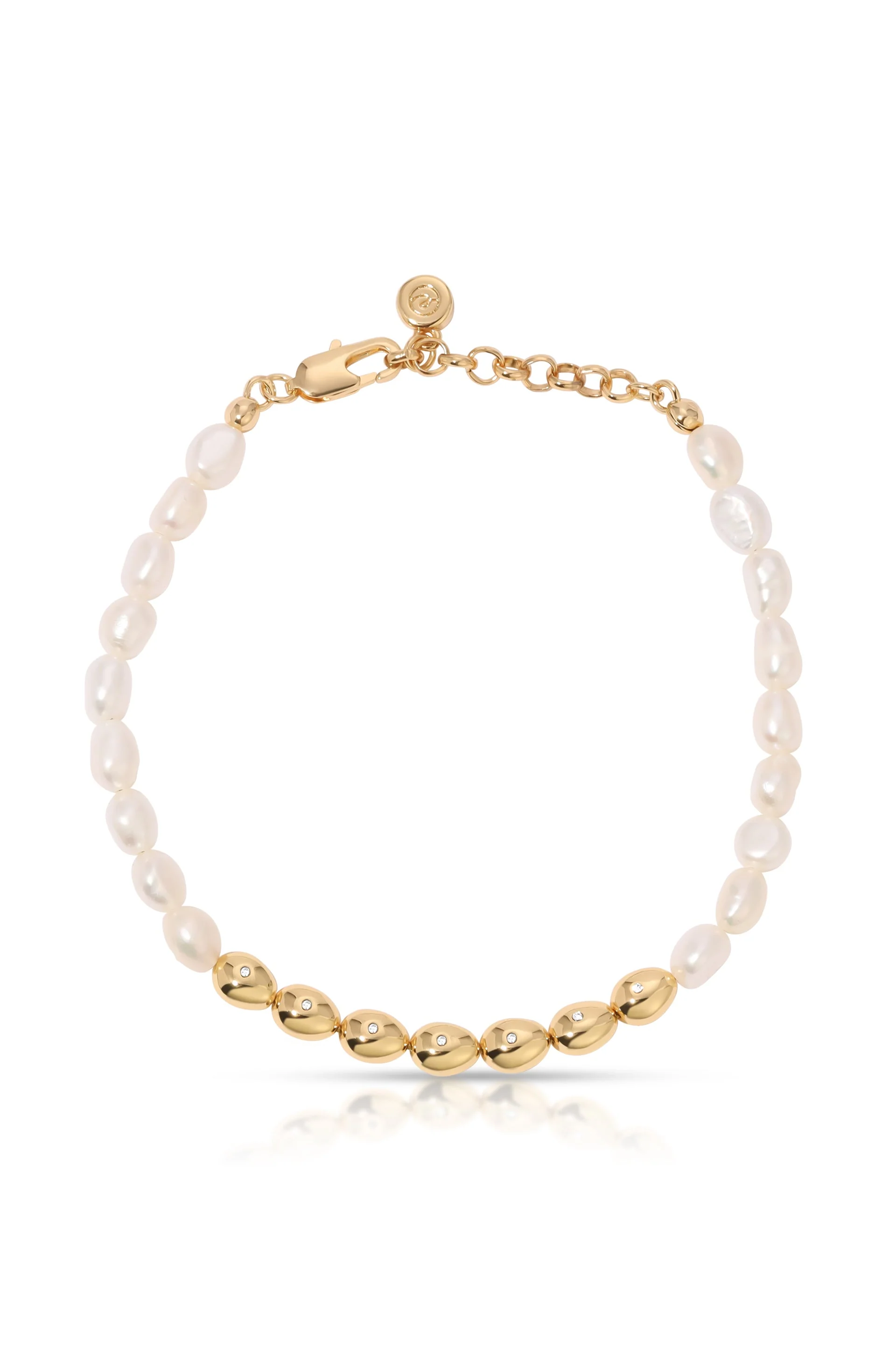 Freshwater Pearl Polished Pebble Bracelet - Image 2