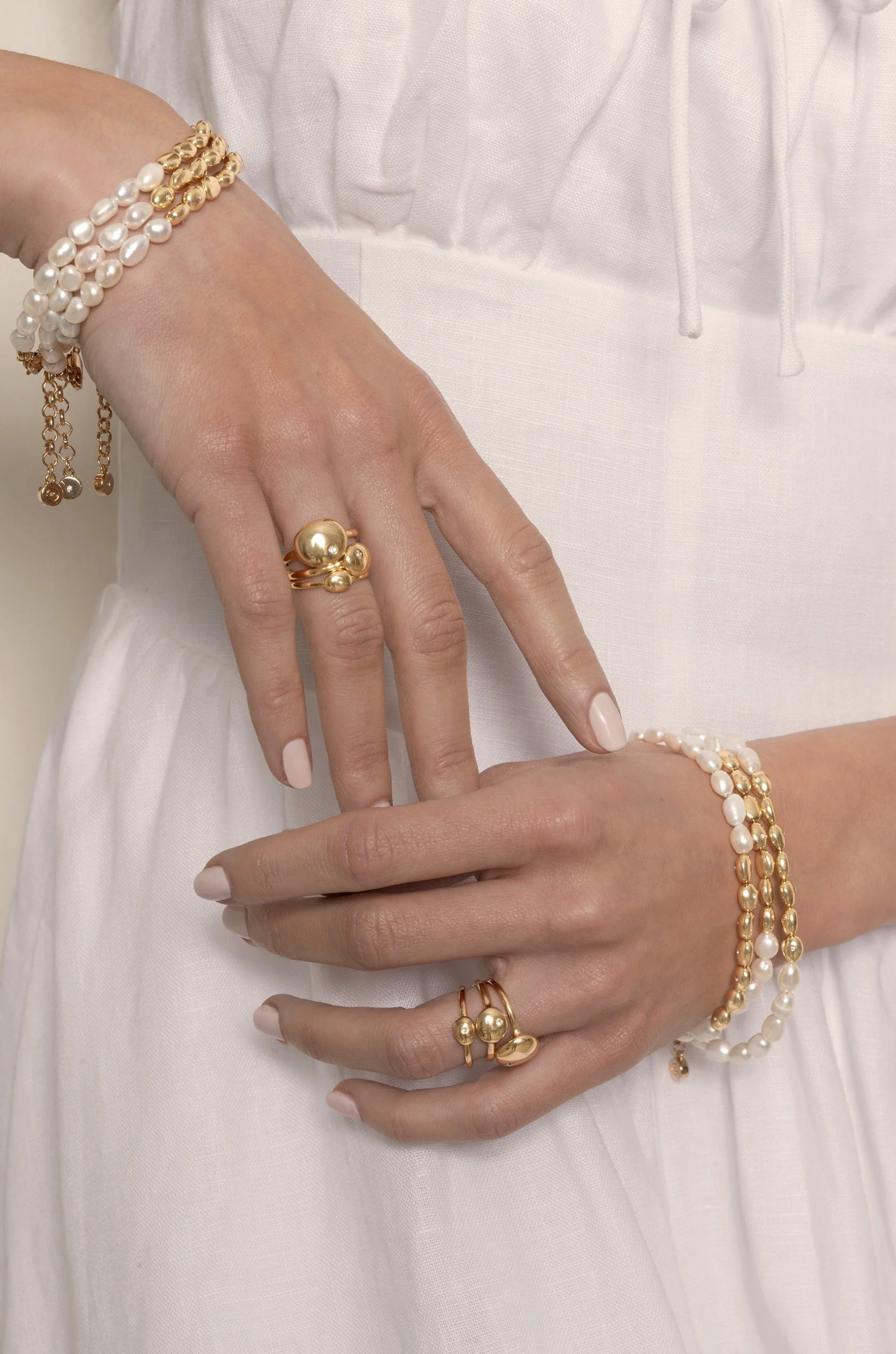 Freshwater Pearl Polished Pebble Bracelet - Image 5