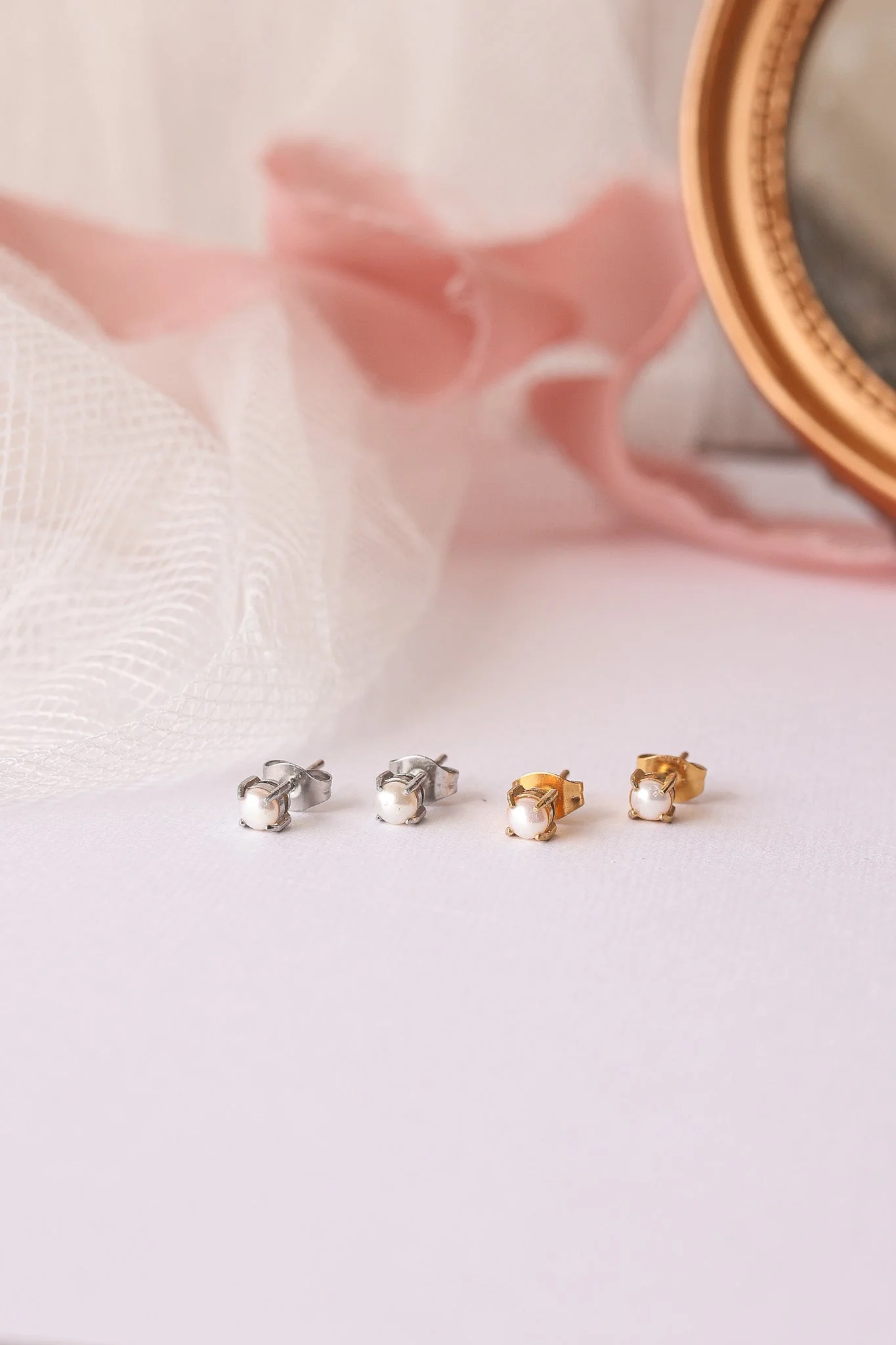 Freshwater Pearl Stud Earrings - Image 3