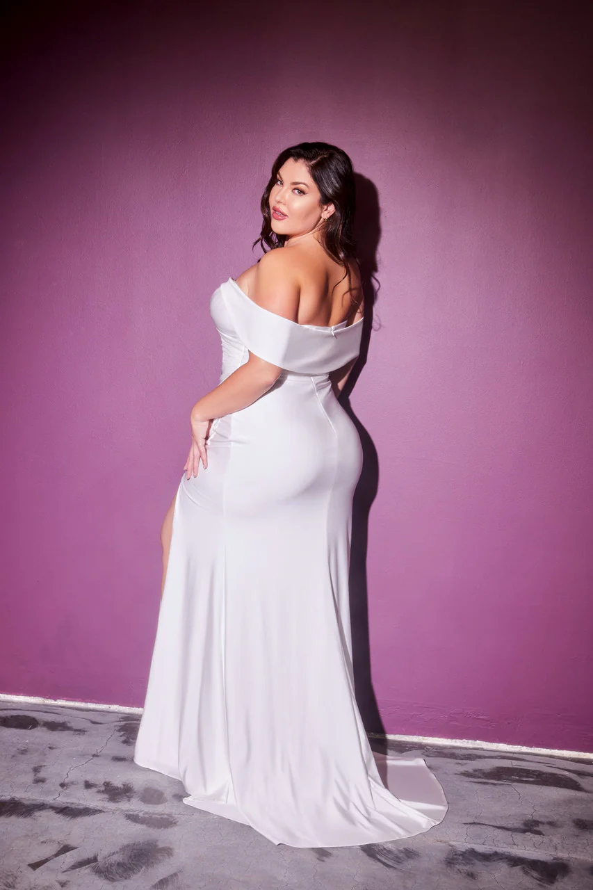 Freya Gown - OFF WHITE - OFF THE SHOULDER STRETCH SPANDEX DRESS - Image 13