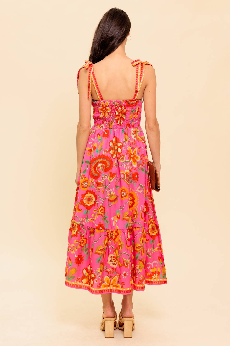 GARDEN GATHERING BUSTIER MIDI DRESS - PINK MULTI - Image 2