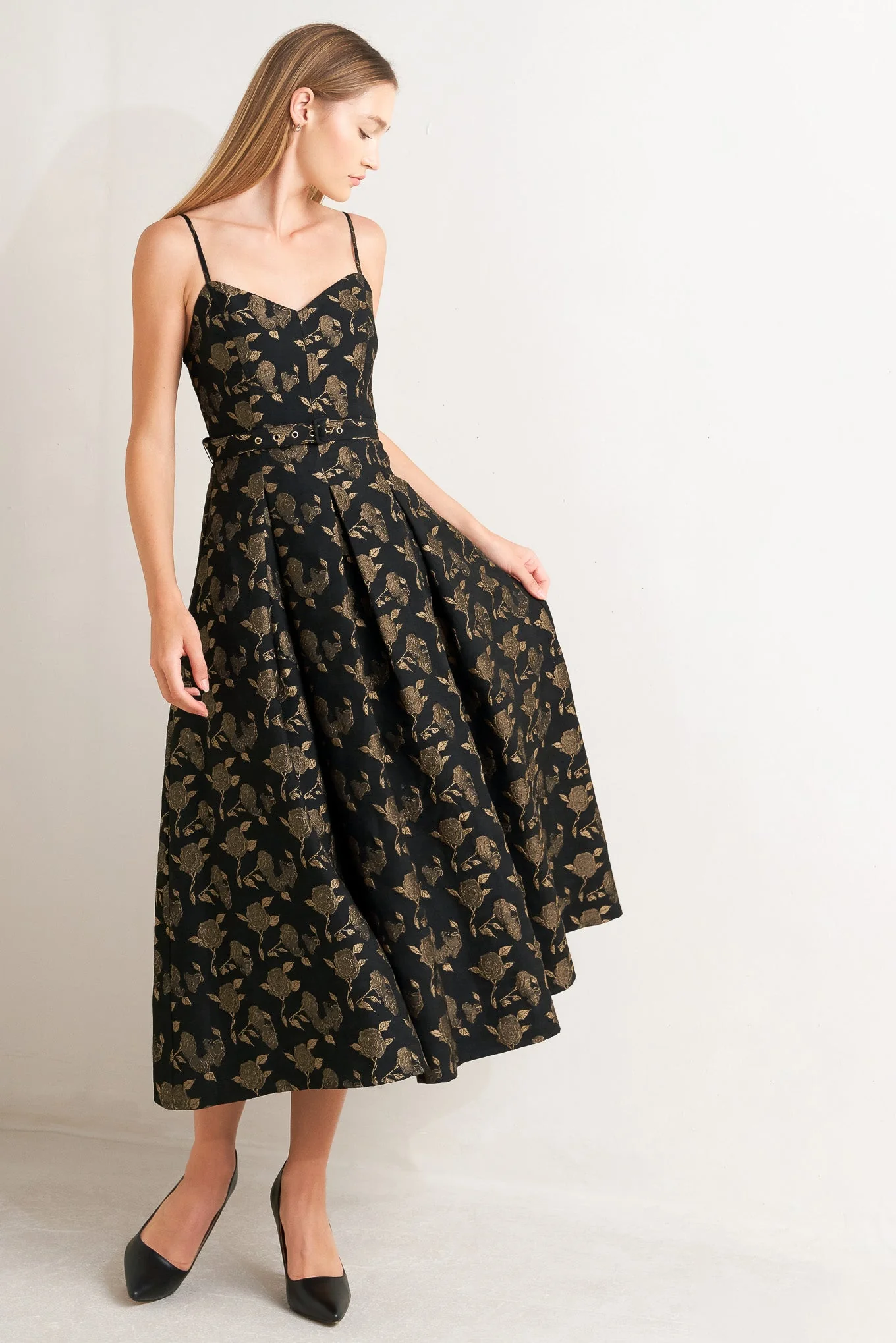 GARDEN OPERA BLACK & BROWN MIDI DRESS - FINAL SALE - Image 3