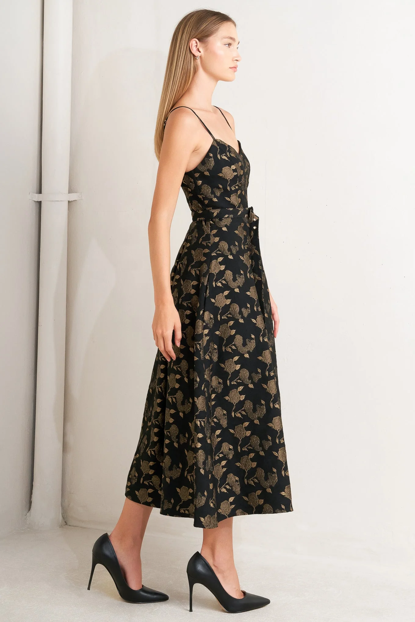 GARDEN OPERA BLACK & BROWN MIDI DRESS - FINAL SALE - Image 4