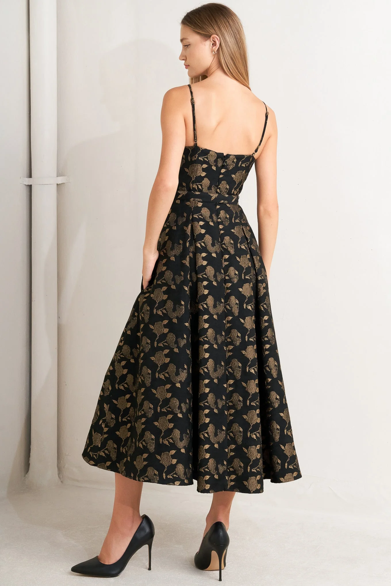 GARDEN OPERA BLACK & BROWN MIDI DRESS - FINAL SALE - Image 6