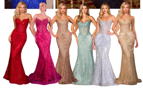 GEMINI GOWN - BEADED SEQUIN FITTED STRAPLESS GOWN - Image 16