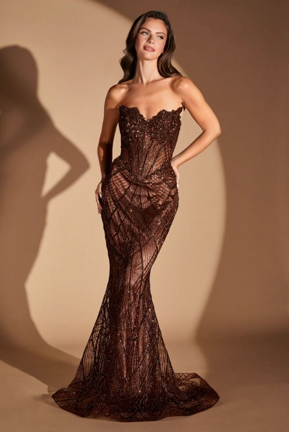GEMINI GOWN - BEADED SEQUIN FITTED STRAPLESS GOWN - Image 18