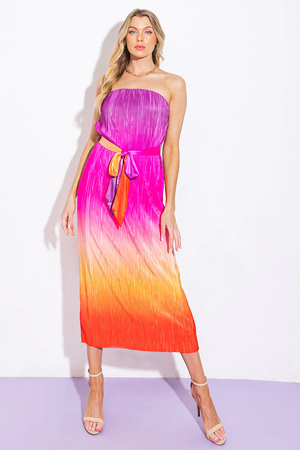 GIVE IT A GO - STRAPLESS OMBRE MIDI DRESS - Image 2