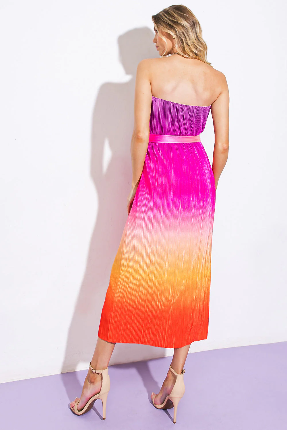 GIVE IT A GO - STRAPLESS OMBRE MIDI DRESS - Image 3