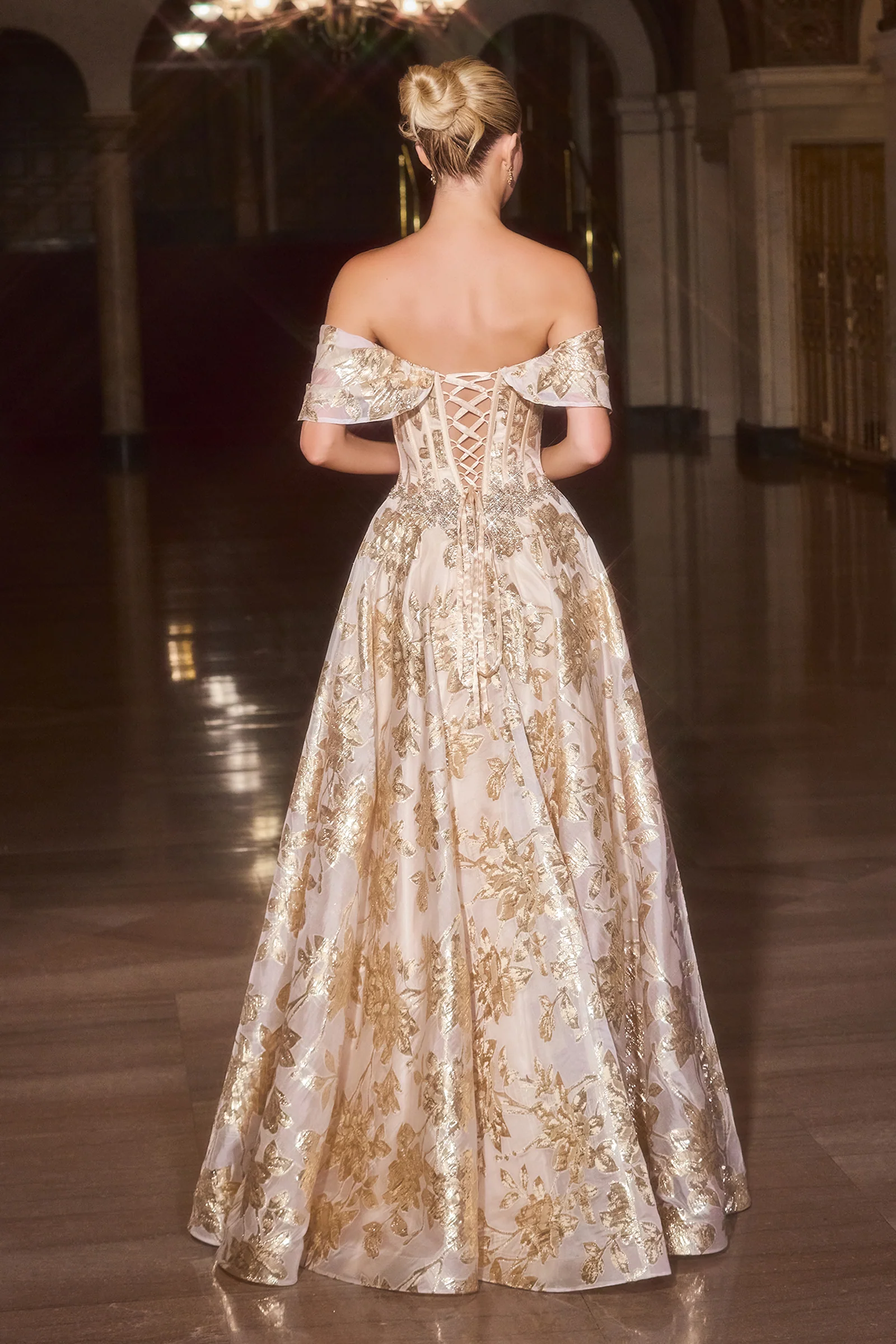 Glenna Gown - Off The Shoulder Floral Ball Gown - Image 6