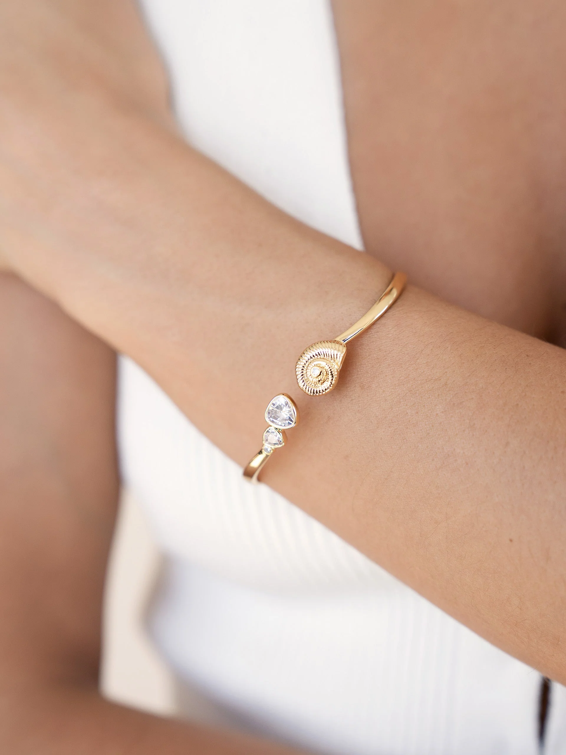 Golden Nautilus Shell Cuff Bracelet - Image 3