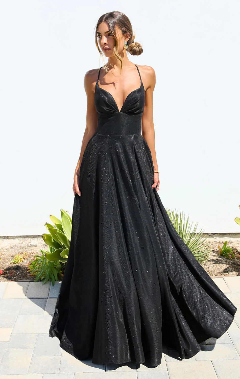 Gwendolyn Gown - Shimmer Lace-Up Back A-Line Evening Dress - Image 15