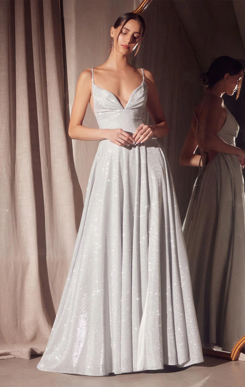 Gwendolyn Gown - Shimmer Lace-Up Back A-Line Evening Dress - Image 20