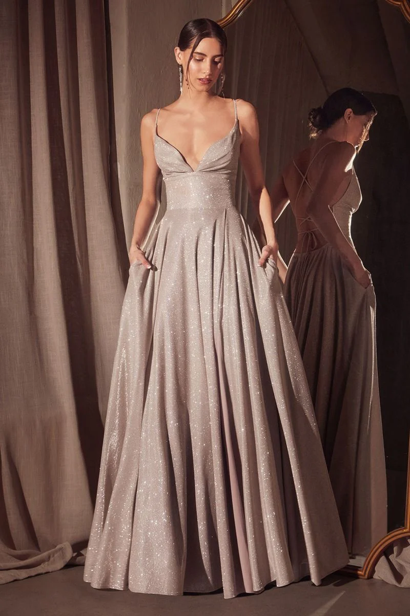 Gwendolyn Gown - Shimmer Lace-Up Back A-Line Evening Dress - Image 21