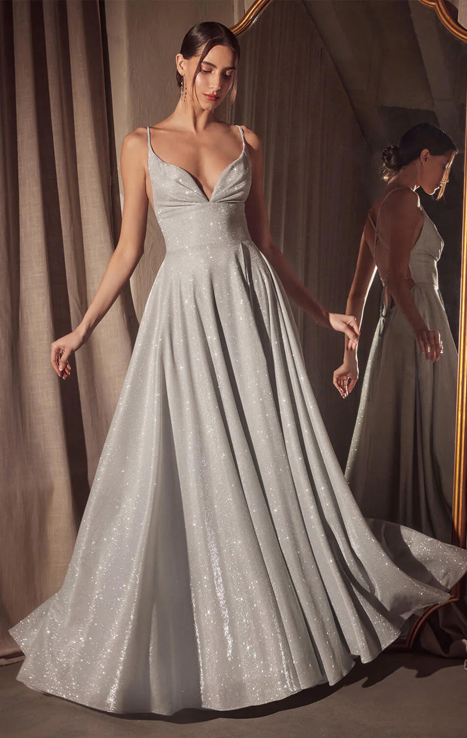Gwendolyn Gown - Shimmer Lace-Up Back A-Line Evening Dress - Image 5