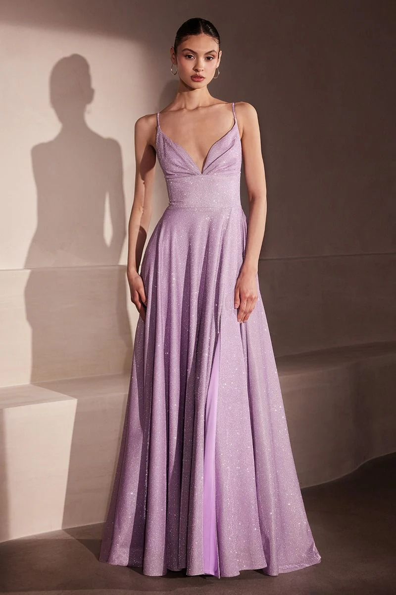 Gwendolyn Gown - Shimmer Lace-Up Back A-Line Evening Dress - Image 6