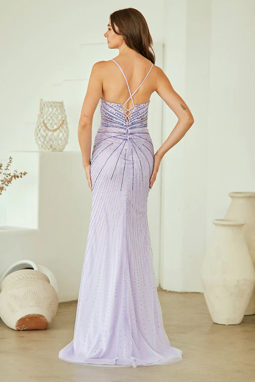 Halston Gown - Hot Stone Fitted Dress - Image 4