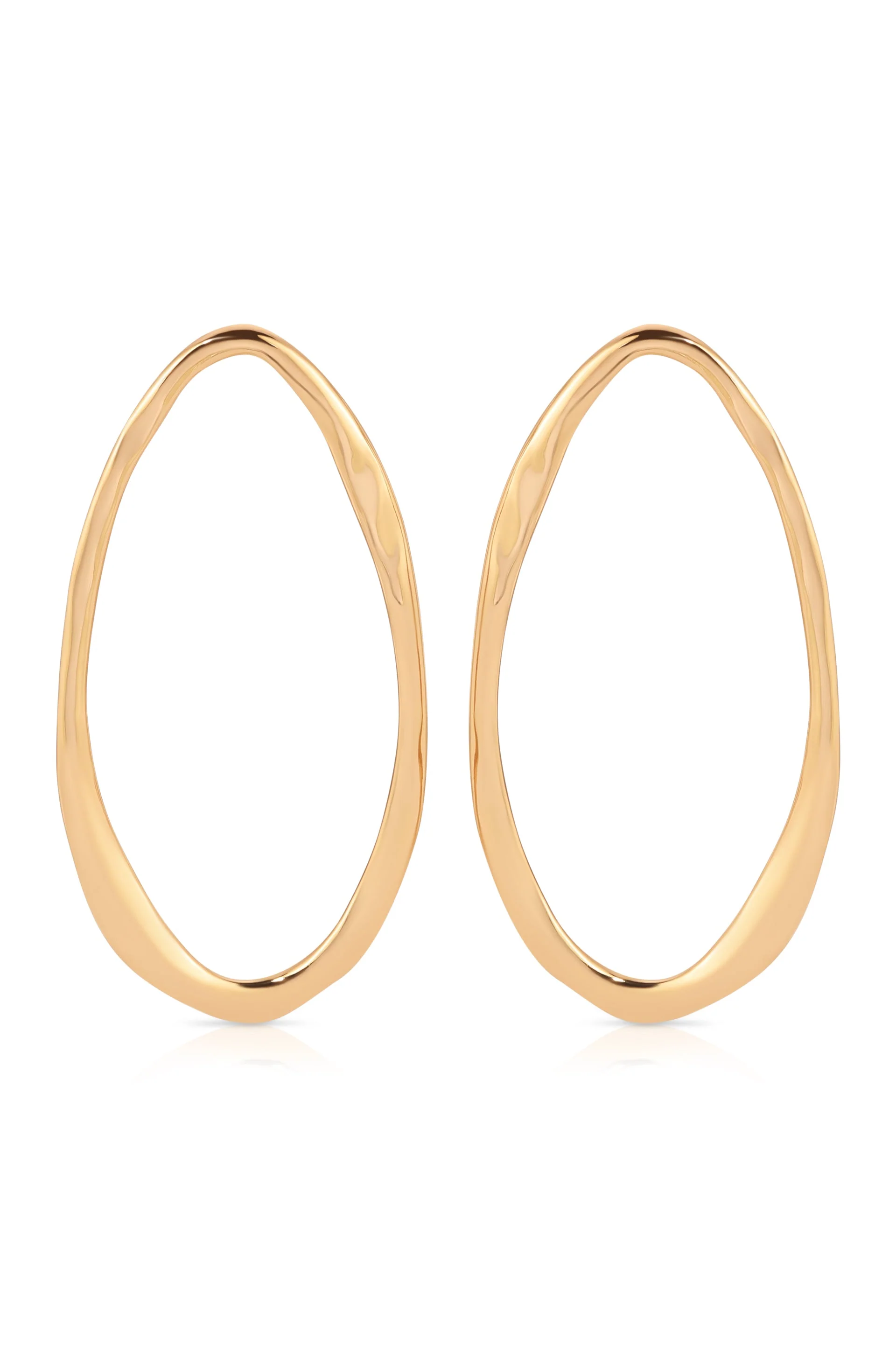 Hammered Large Oval Earrings - Image 2