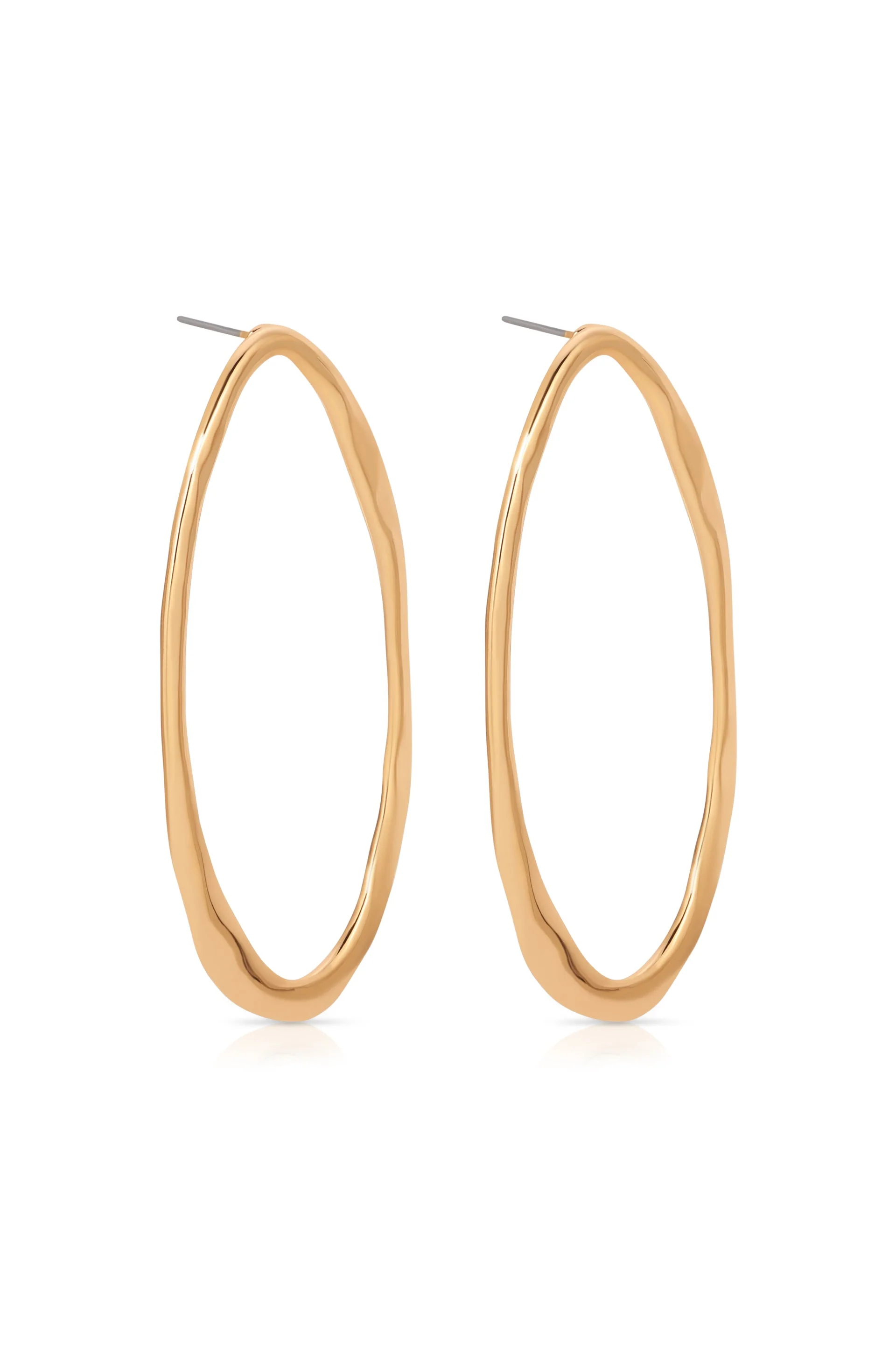 Hammered Large Oval Earrings - Image 3