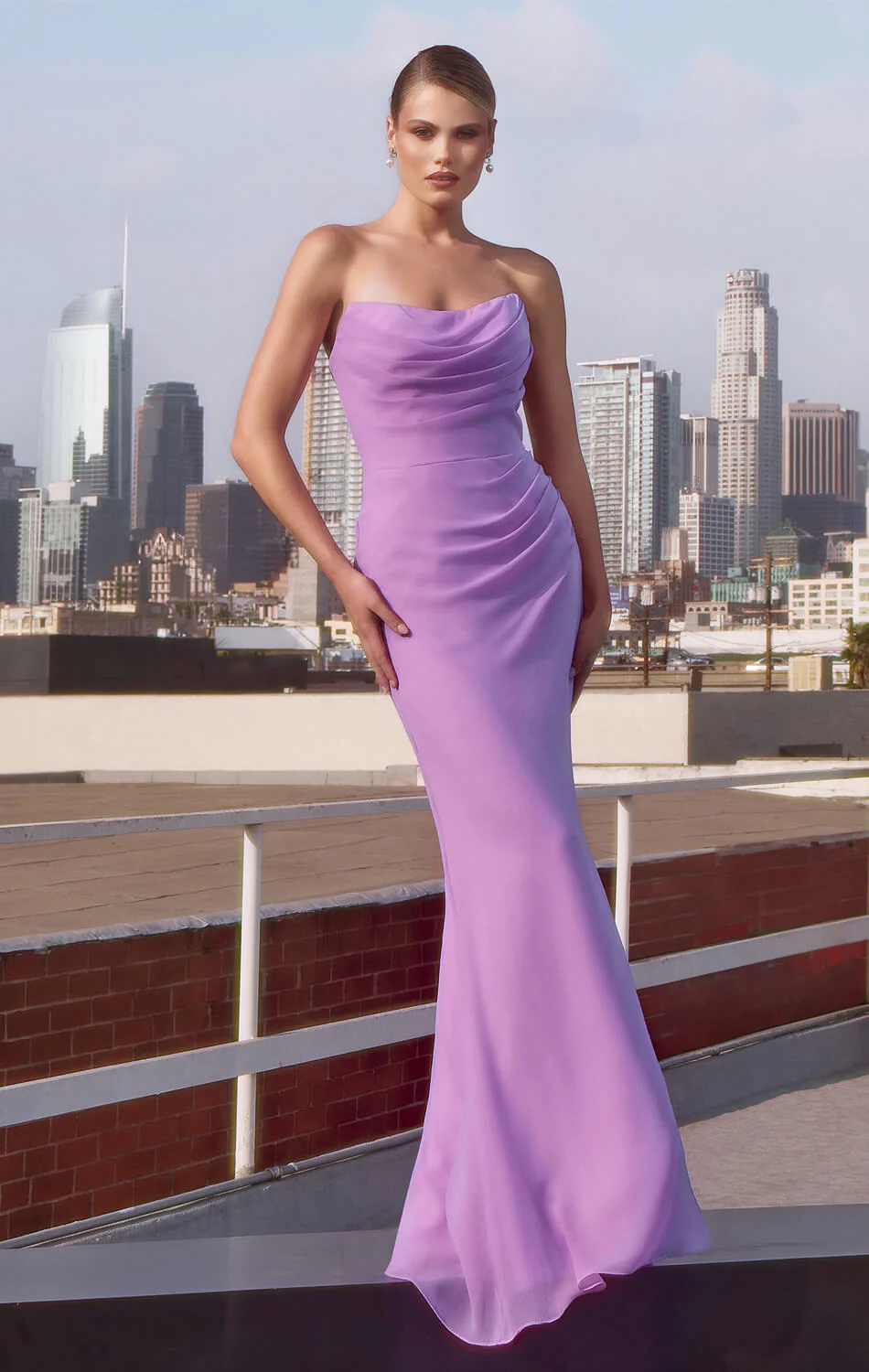 Haven Gown - Chiffon Fitted Long Strapless Dress - Image 6