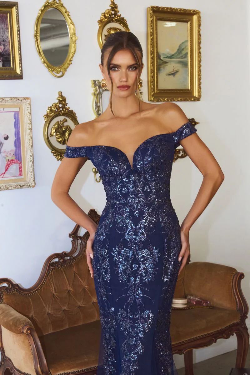 HELENA GOWN - Off Shoulder Sequin Glitter Dress - Image 10