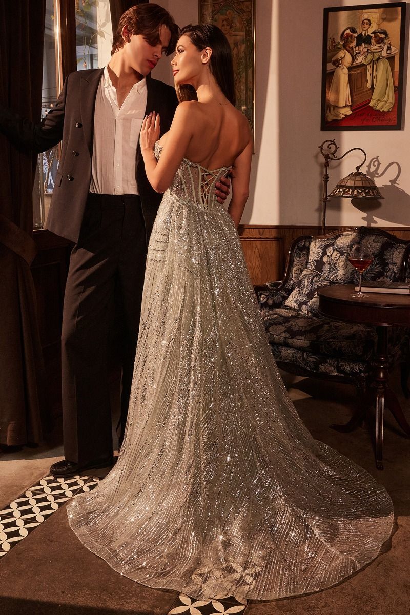HOLLIS GOWN - STRAPLESS GLITTER GOWN & OVERSKIRT - Image 6