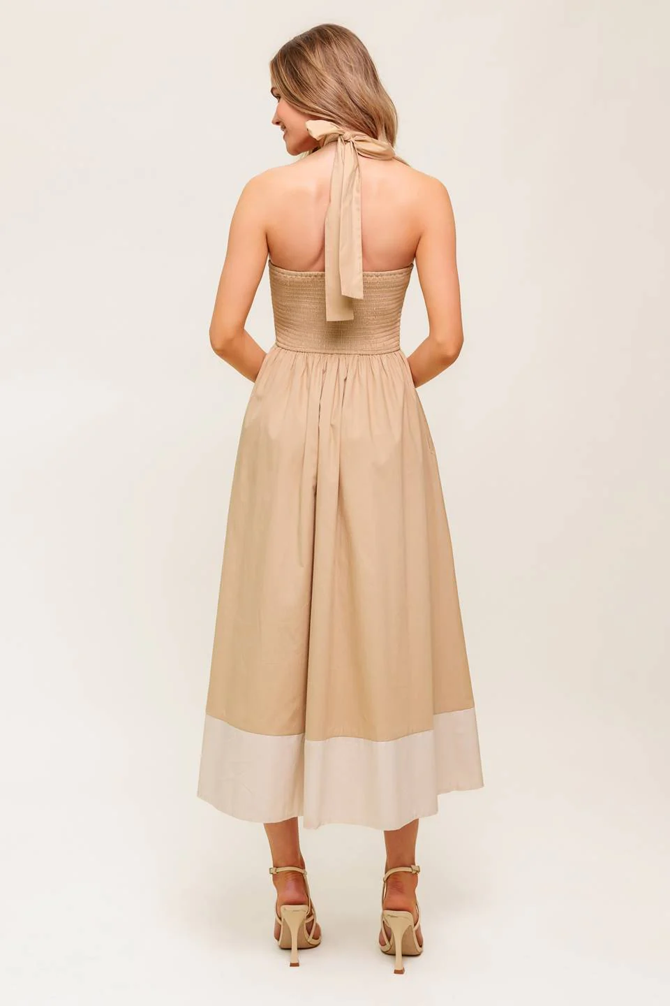 HYDRANGEA HAZE - HALTER MIDI DRESS - TAUPE - Image 2