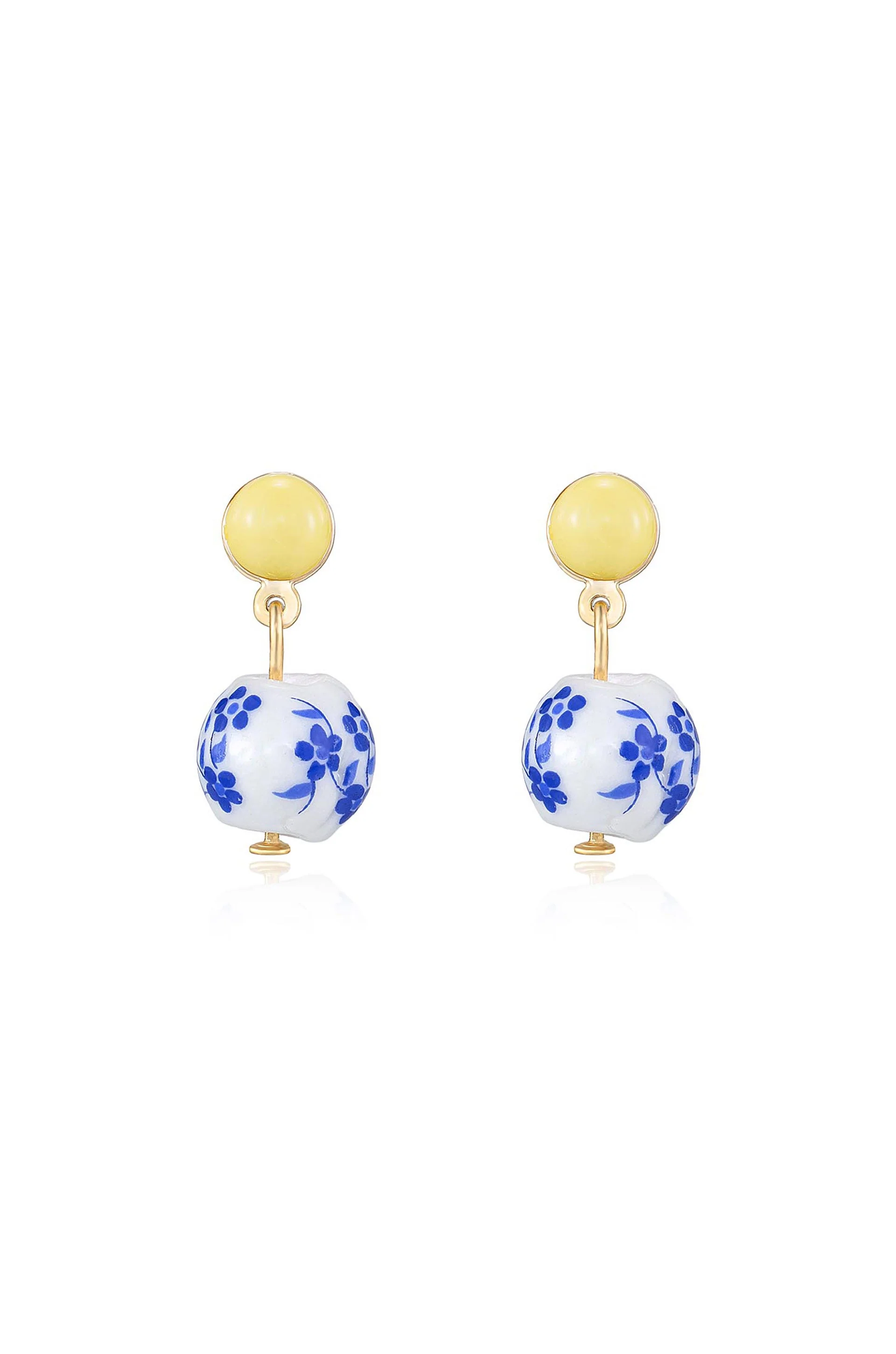 Indigo Floral Drop Earrings - Image 2