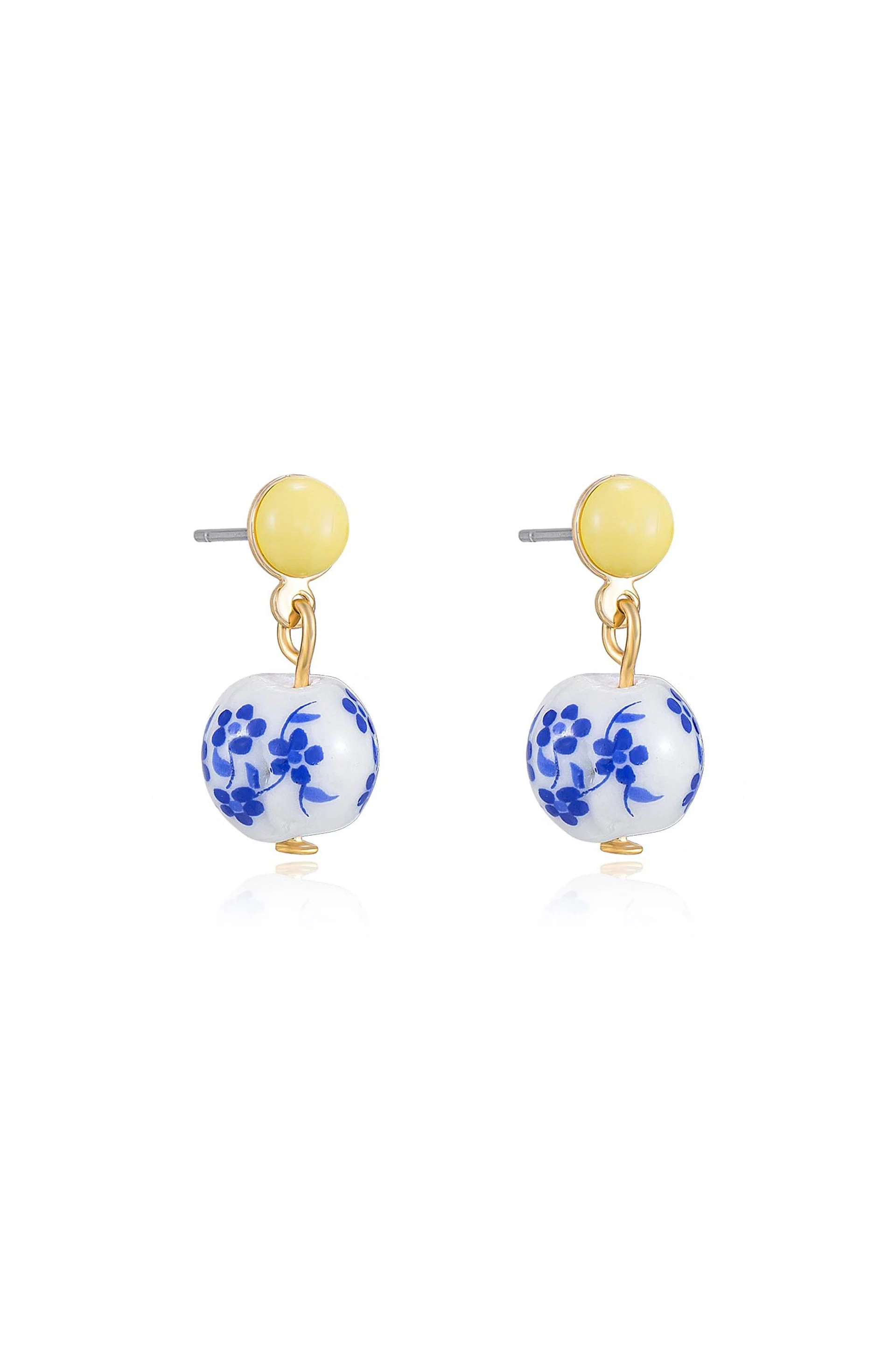 Indigo Floral Drop Earrings - Image 3