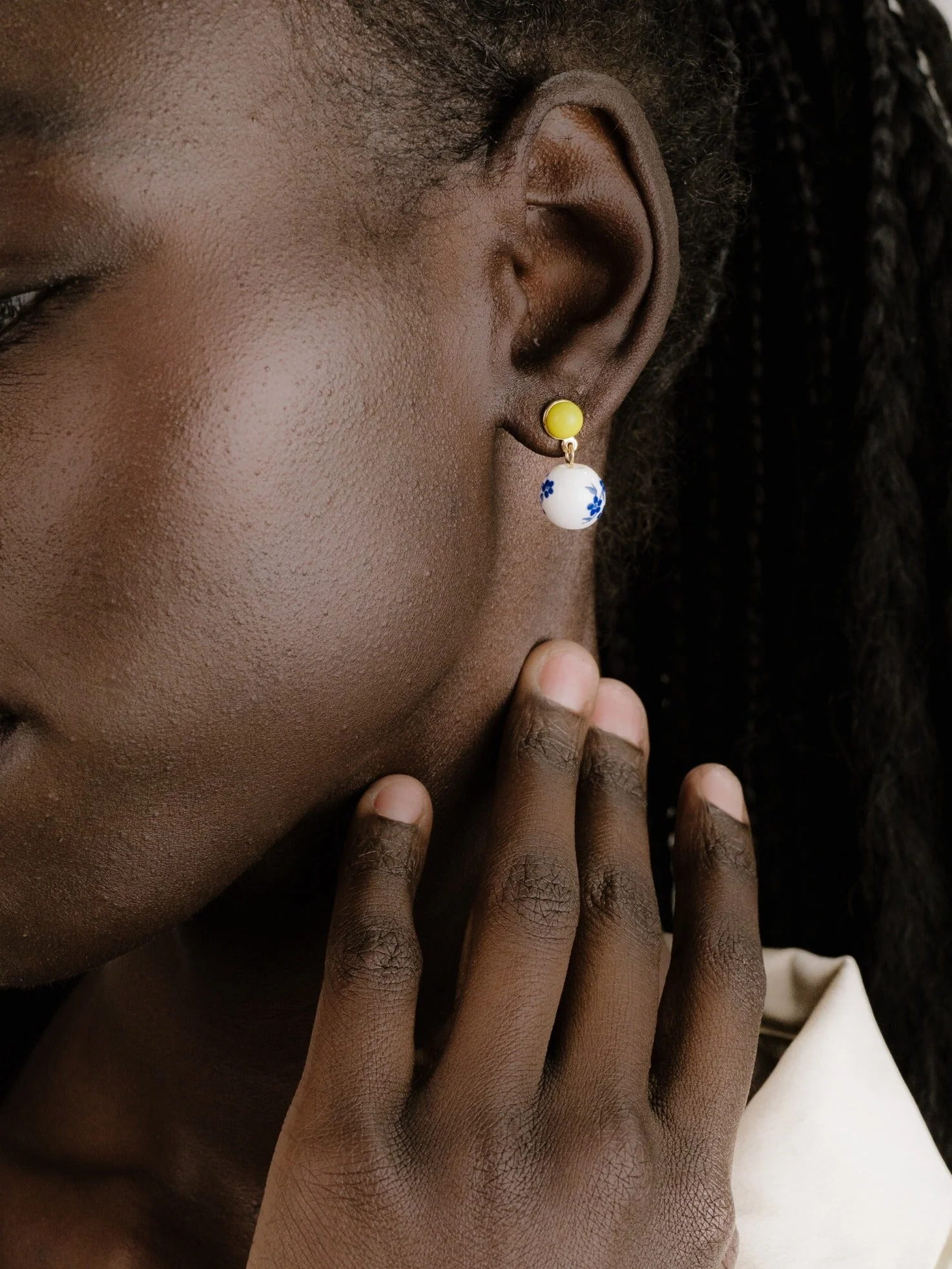 Indigo Floral Drop Earrings - Image 5