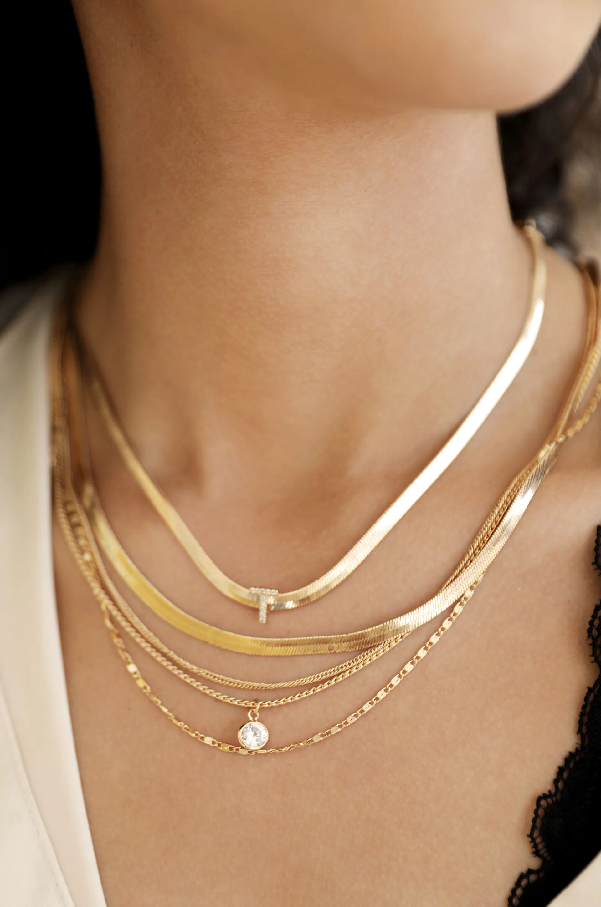 Initial Herringbone Necklace - Image 4