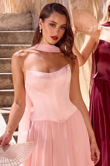 ISABELLA GOWN - STRAPLESS CHIFFON DRESS WITH SCARF - Image 19
