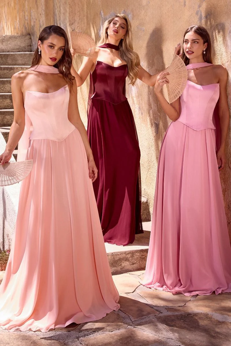 ISABELLA GOWN - STRAPLESS CHIFFON DRESS WITH SCARF - Image 20