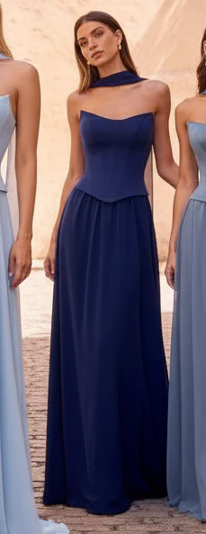 ISABELLA GOWN - STRAPLESS CHIFFON DRESS WITH SCARF - Image 24