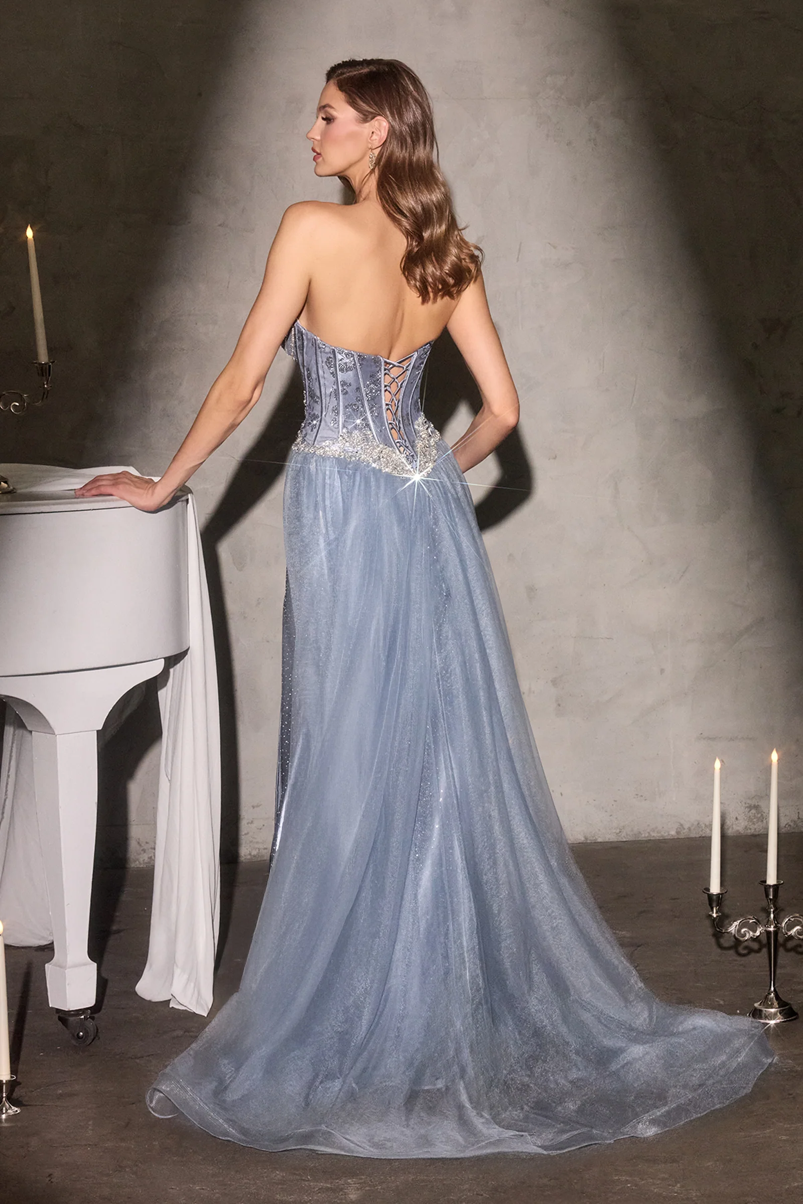 Jeanette Gown - Crystal Embellished Dress With Overskirt - Image 4